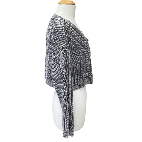 Aeropostale Cable Knit Grunge Crop Sweater Washed Out Mineral Wash Oversized-M - Picture 6 of 14